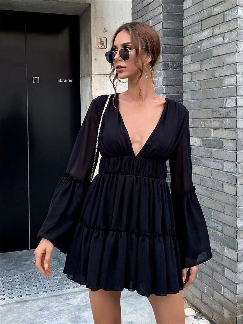 Attractive V neck Chiffon Beach Dress