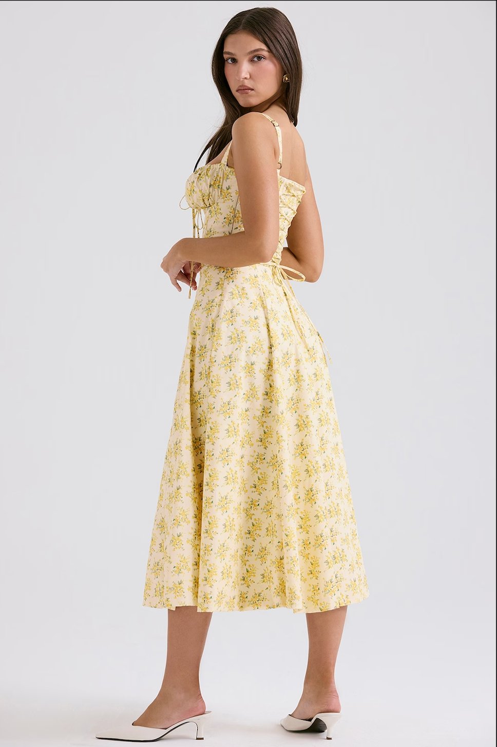 Print Rose Herringbone Slip Dress