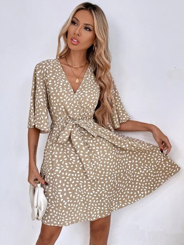 neck V Waist Fashion Versatile Boho Dress