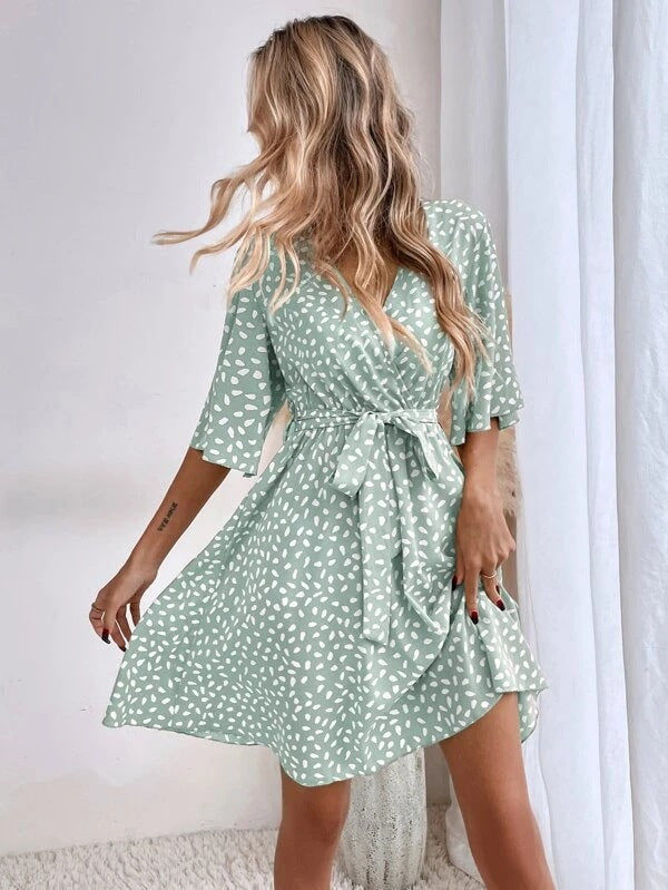 neck V Waist Fashion Versatile Boho Dress