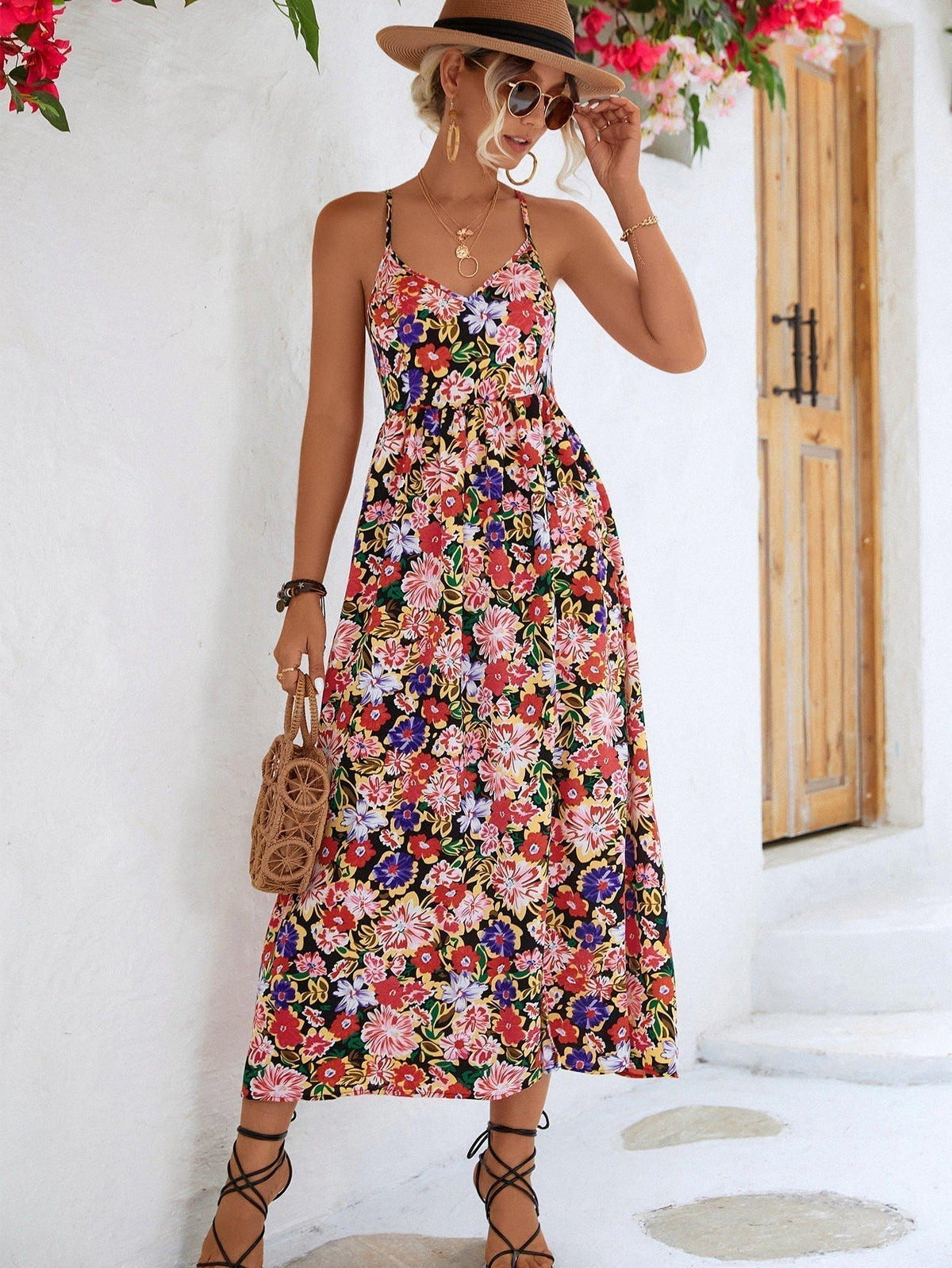 Backless Summer Split Halter Bohemian Dress