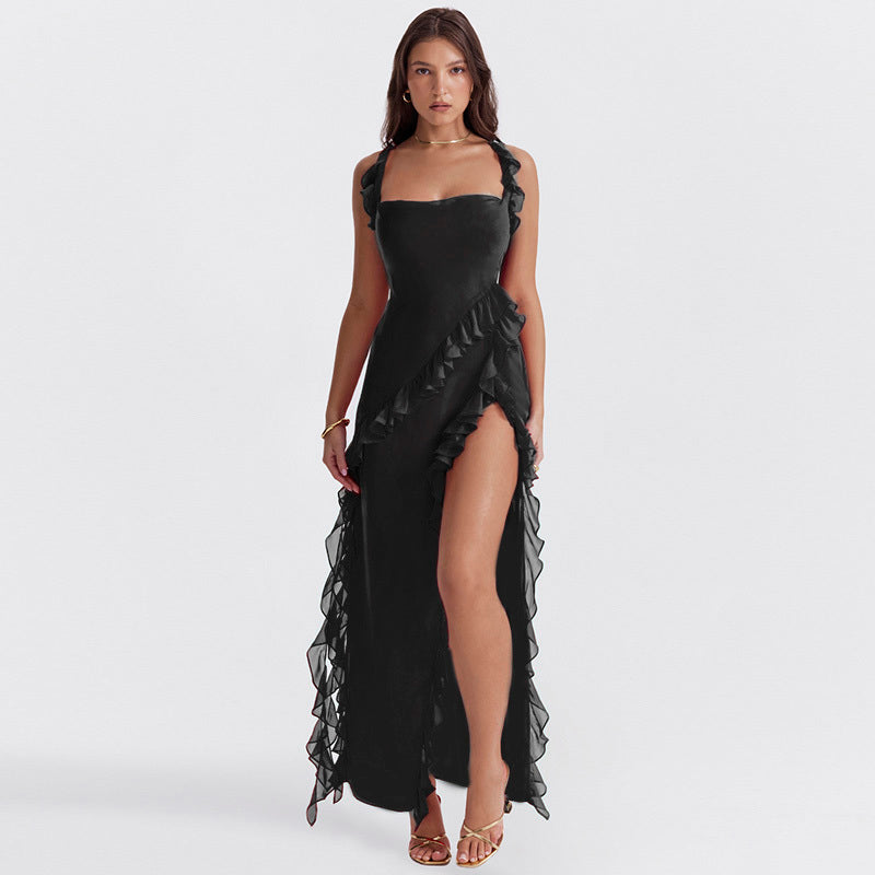 Delilah | Graceful Ruffle Slit Dress