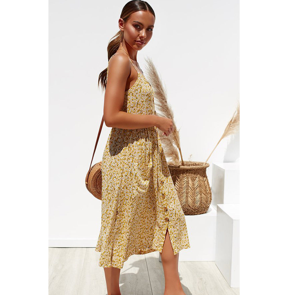 Printed Marcy Button Down Halter Dress