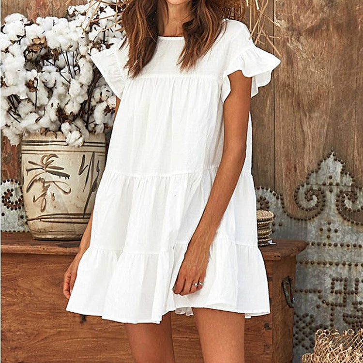 Tiered Solange Swiss Dot Lace Dress Off White