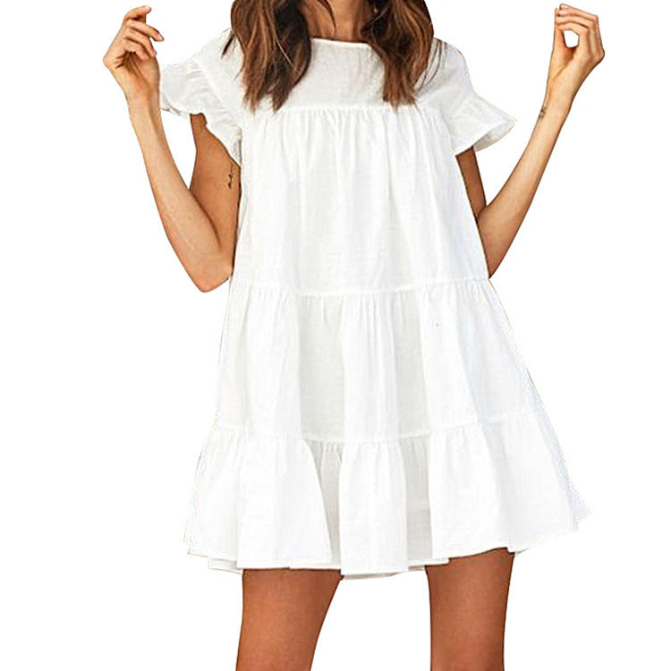 Tiered Solange Swiss Dot Lace Dress Off White