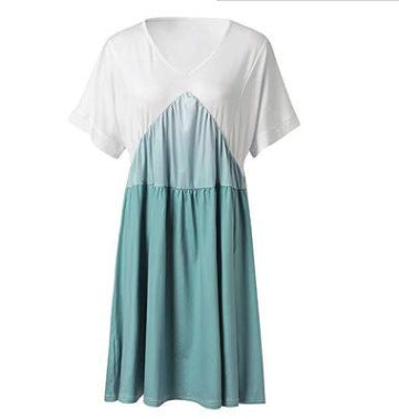 Pocketed Carmen Colorblock Babydoll Dress Sage