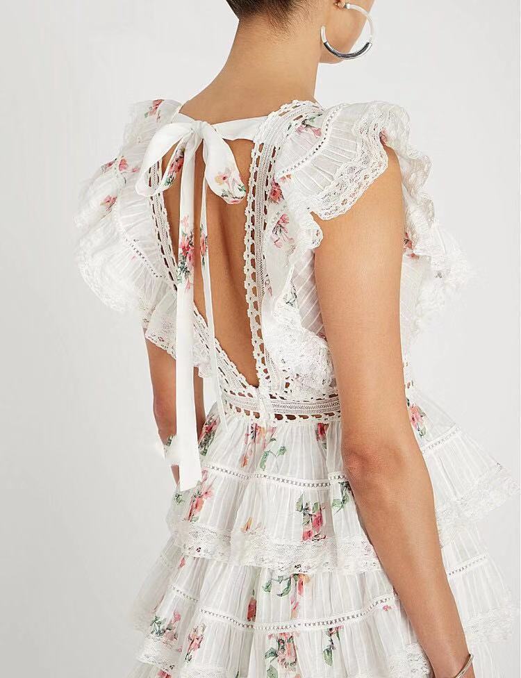 Cotton Alessia Eyelet Tie Dye Crochet Tassel Dress