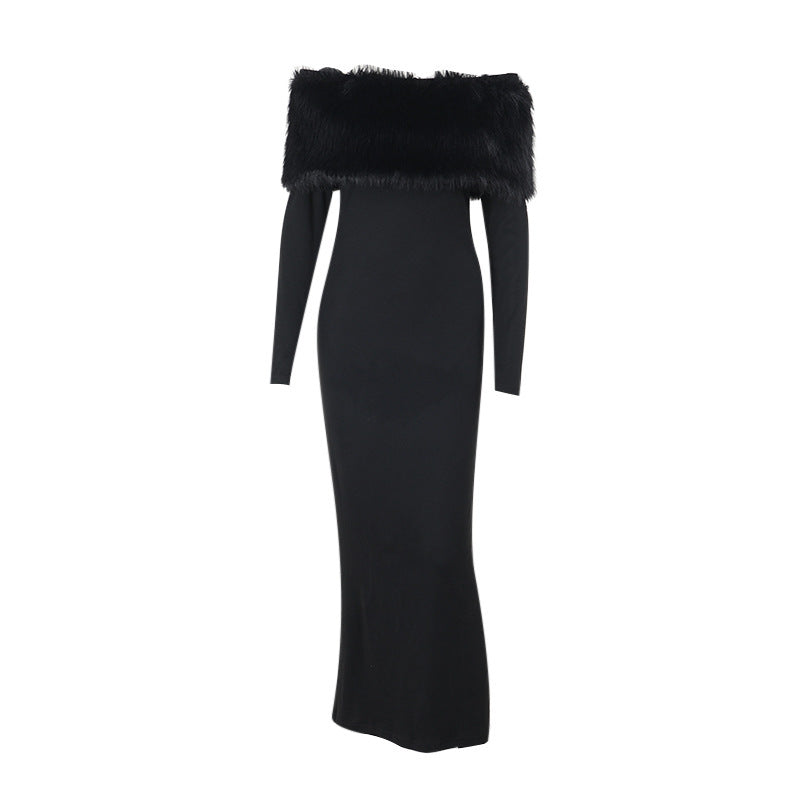Fur Onyx Midi Dress Black