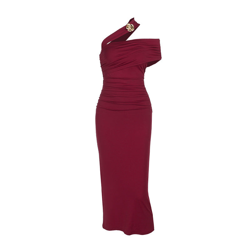 Midi Horres Dress Maroon
