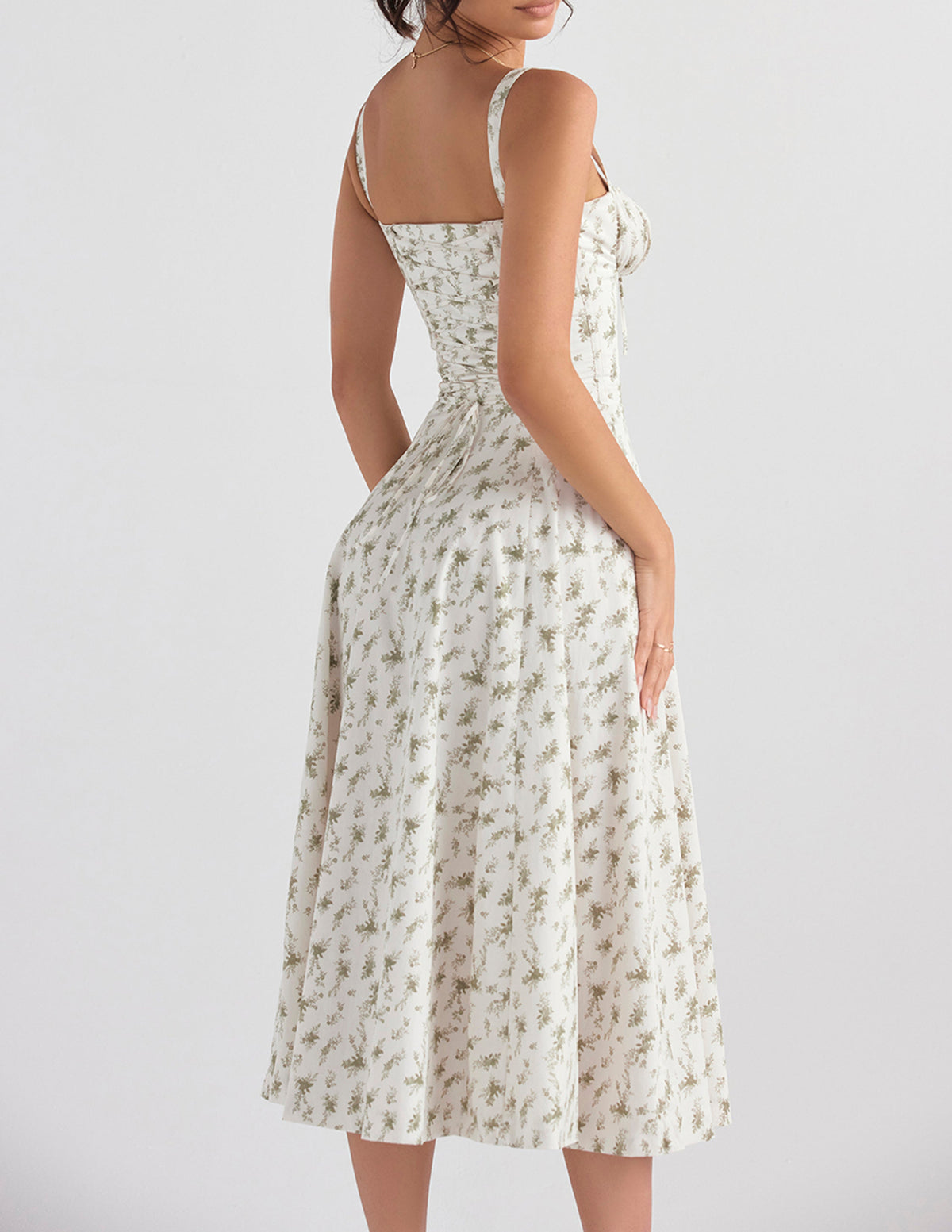 Print Rose Herringbone Slip Dress
