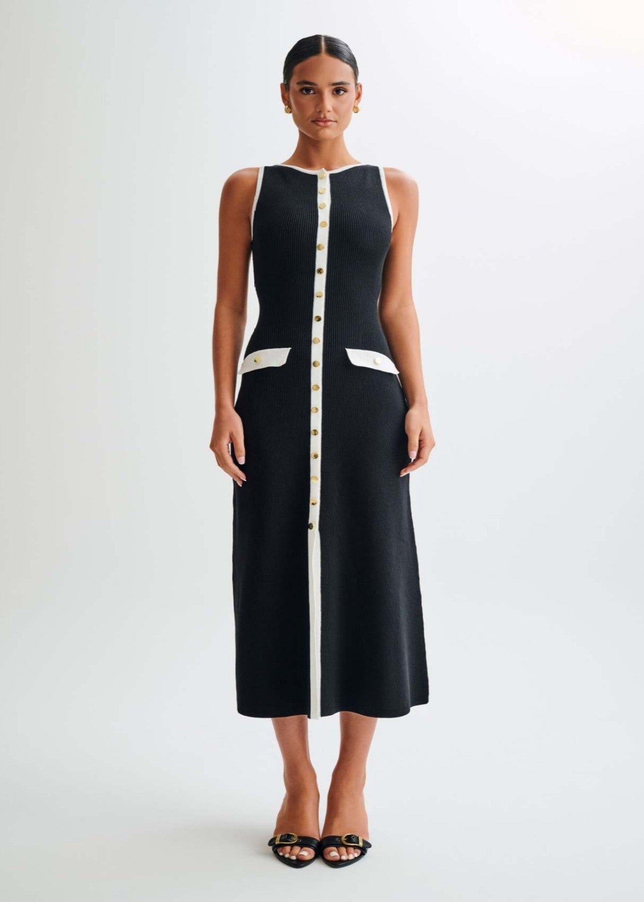 Contrast Valeria Trim Midi Dress