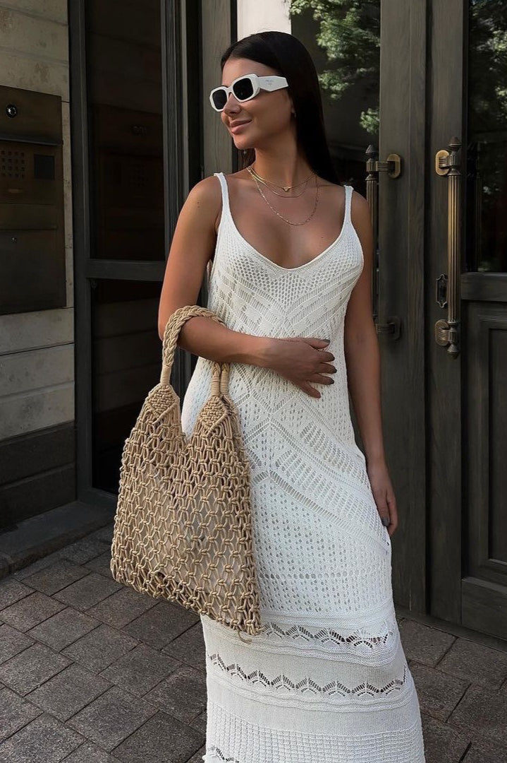 Cami Edition UNeck Crochet Knit Maxi Sweater Dress