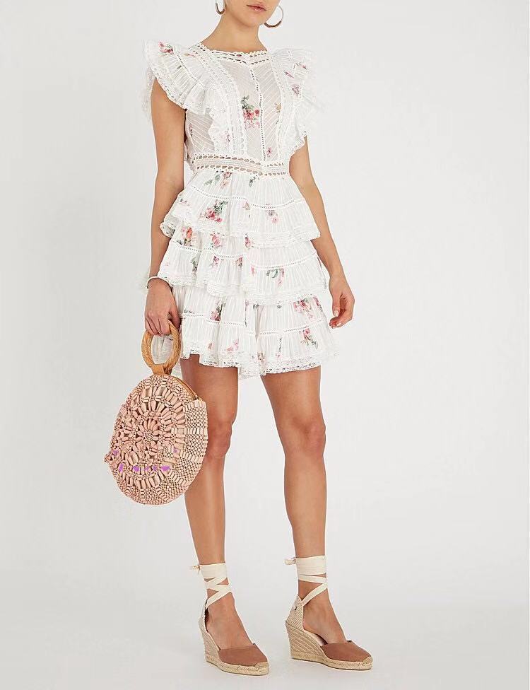 Cotton Alessia Eyelet Tie Dye Crochet Tassel Dress