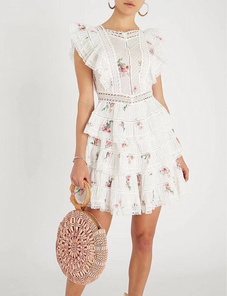 Cotton Alessia Eyelet Tie Dye Crochet Tassel Dress