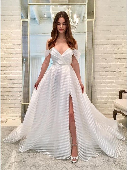 See Dress through Trailing Pure White Deep V Plunge Dress