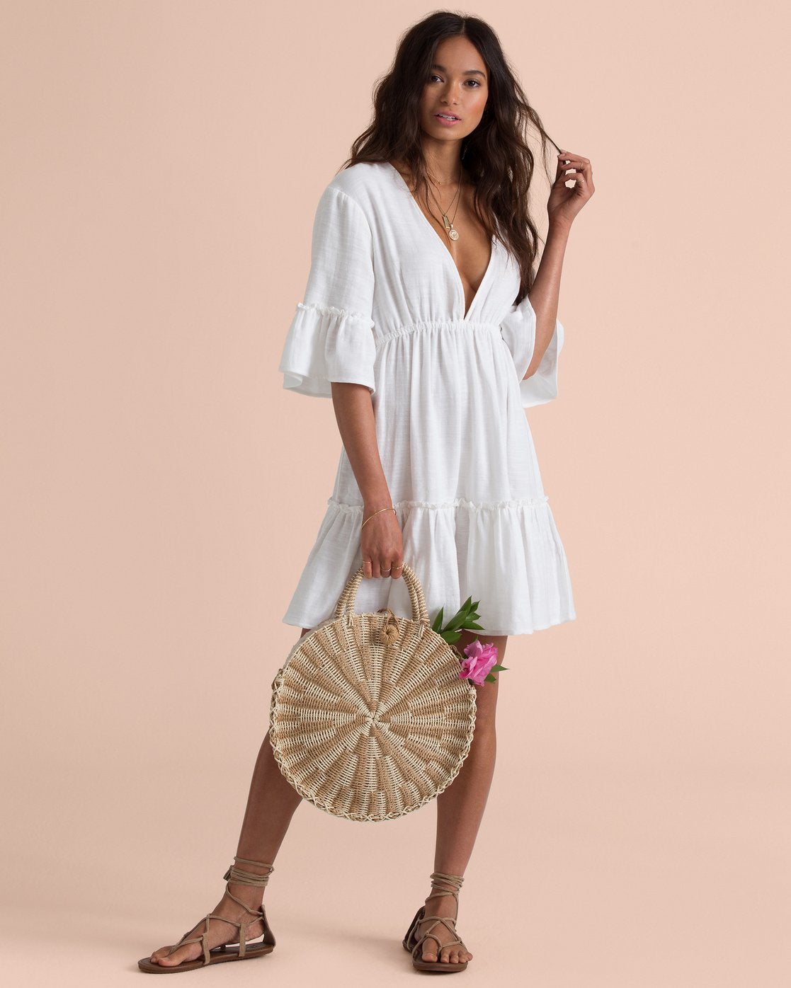 Cotton Yolanda Eyelet Tiered Babydoll Dress