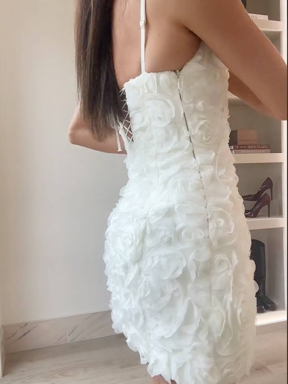 Eroski Mini Dress with Botanical Appliqus for Women Versatile Daily Pick