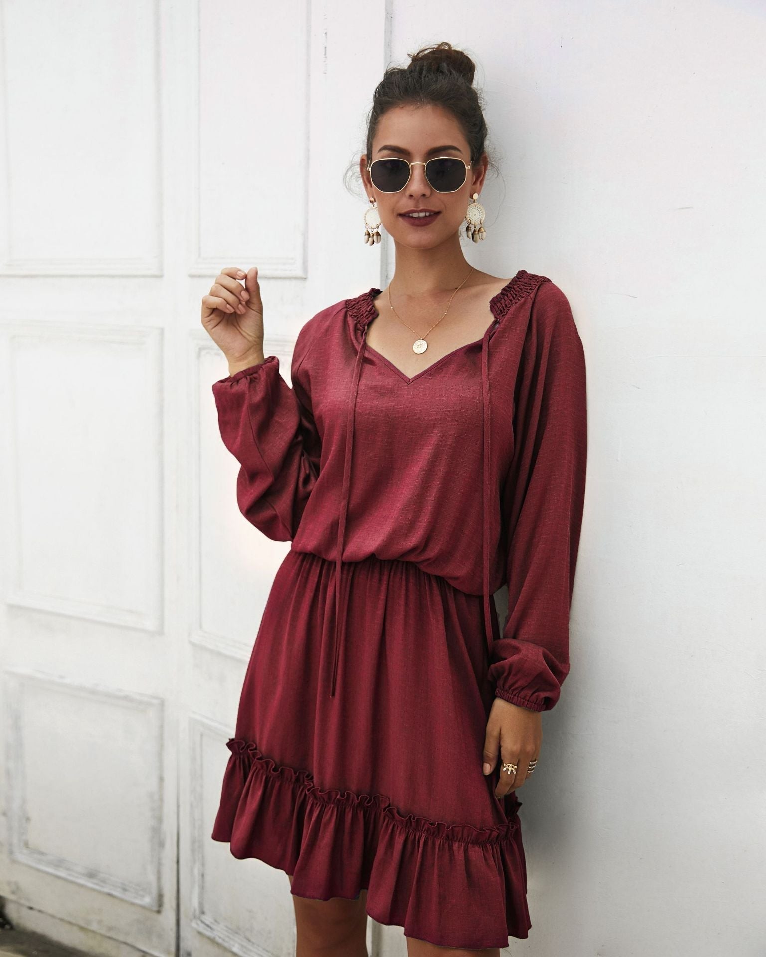 Satin Lena Midi Dress Marsala