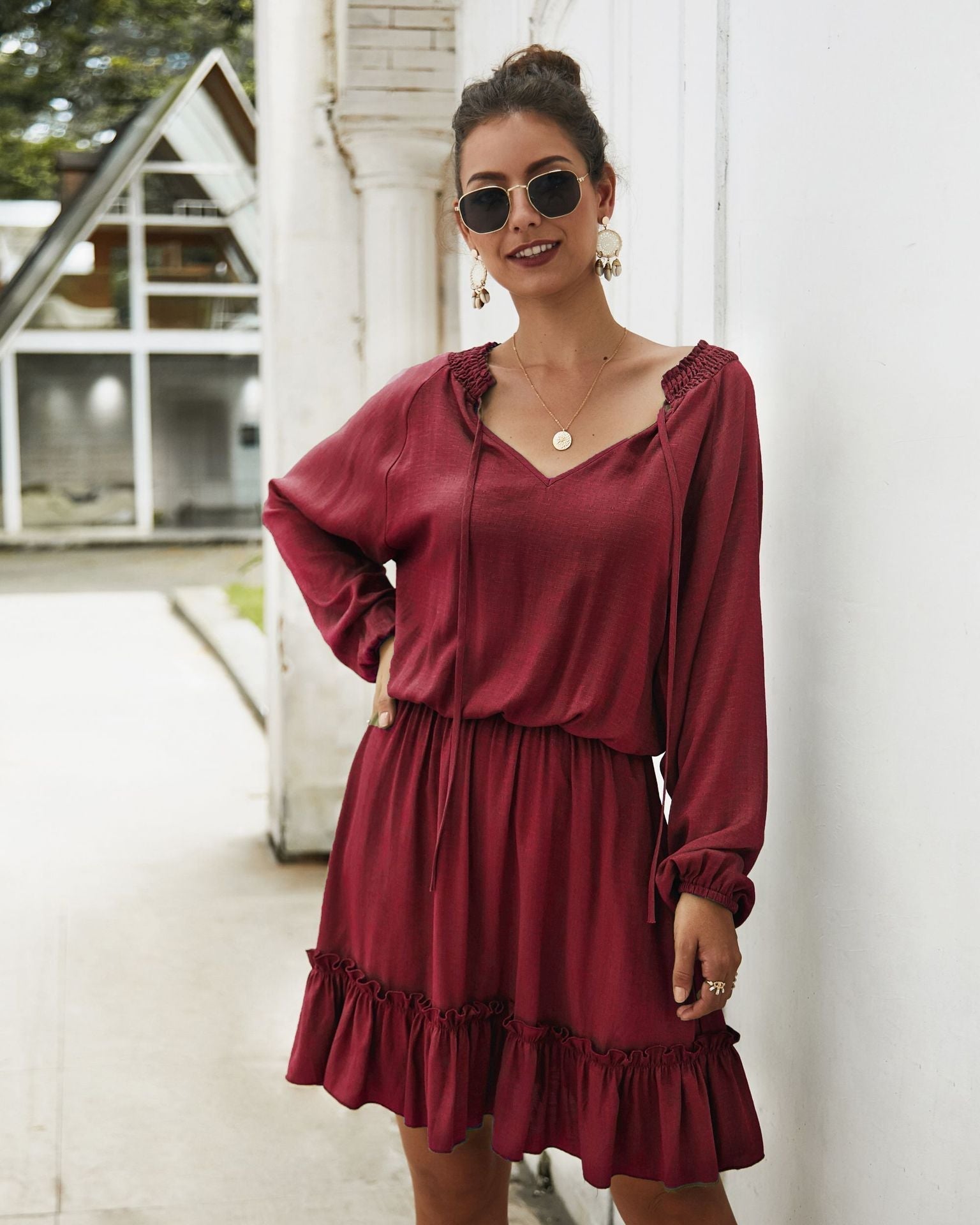 Satin Lena Midi Dress Marsala
