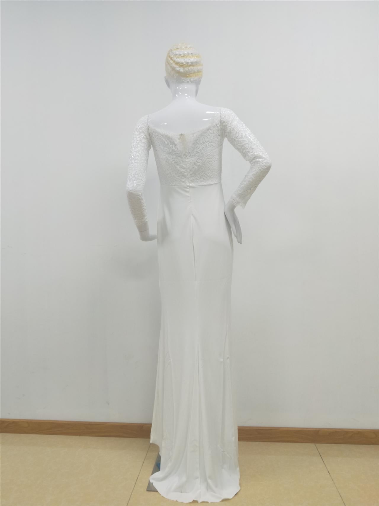 Autumn Women Clothing Off Shoulder Lace Extended Sleeve Dress Mop Wedding Dress