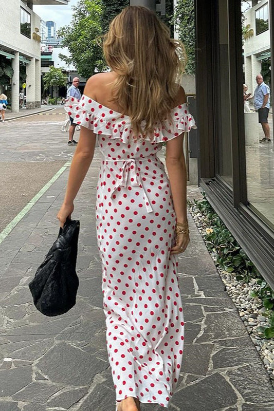 Polka Edition Dot Cami ALine Ruffled Maxi Dress