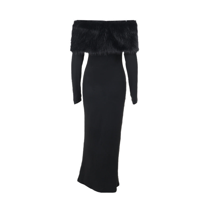 Fur Onyx Midi Dress Black