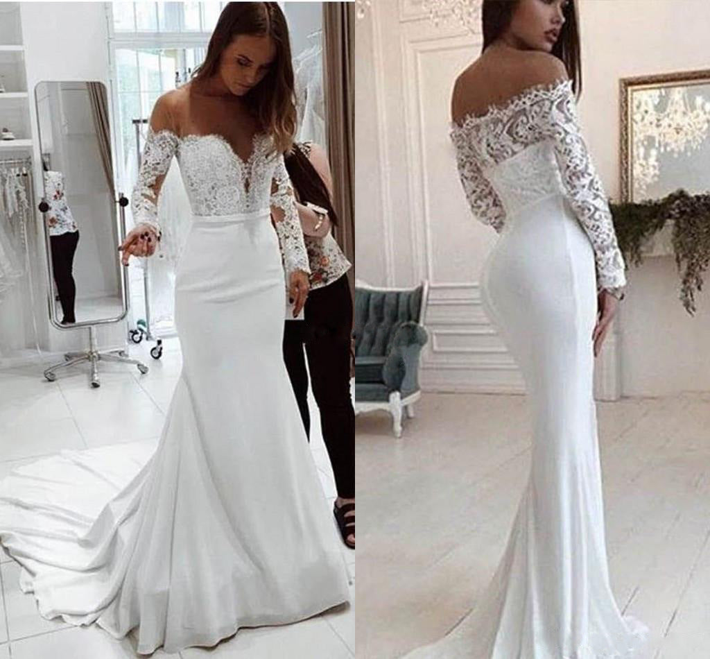 Autumn Women Clothing Off Shoulder Lace Extended Sleeve Dress Mop Wedding Dress