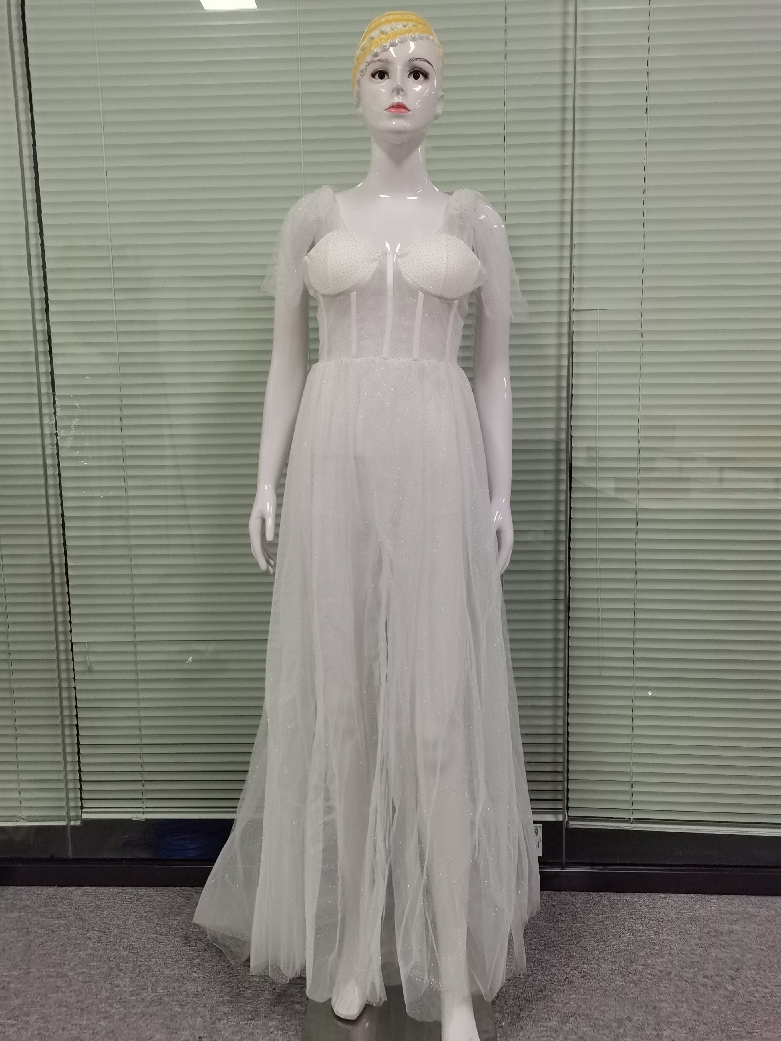 Women Clothing Chic Sling Backless See-through Wedding Dress Split Dress