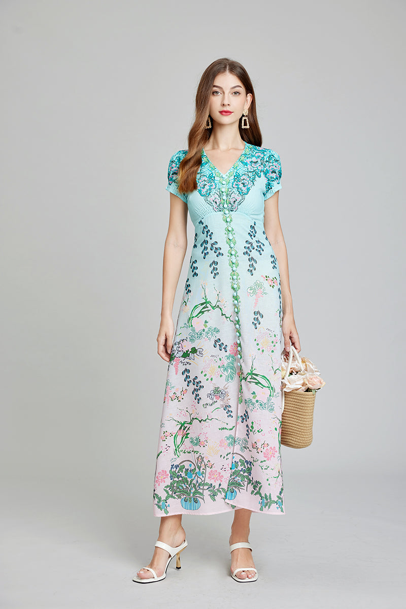 Printed Daily Refined A Line Maxi Dress