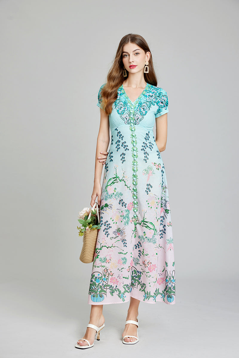 Printed Daily Refined A Line Maxi Dress