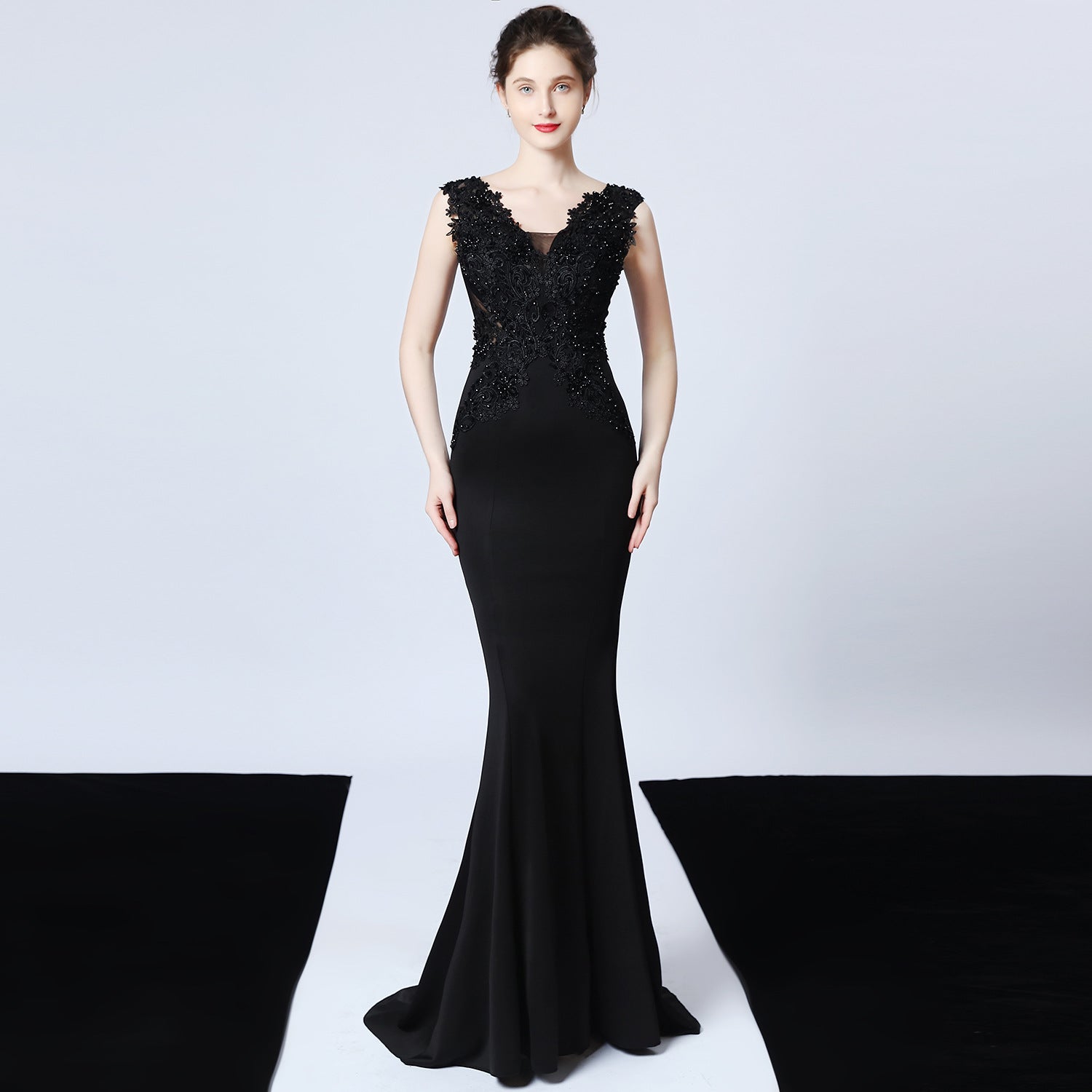 Wedding Handmade Applique Beaded Toast Clothing Bride Extended Appreciation Dinner Slim-Fit Fishtail Evening Dress Formal Gown