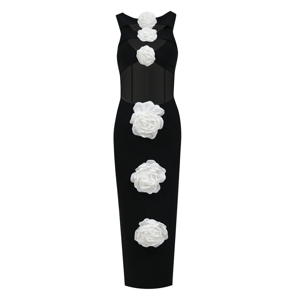 Bloom Slim Fit Slimming Bandage Dress Niche Hollow Out Cutout Sleeveless Dress