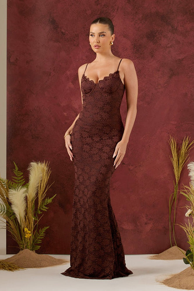 Backless Edition Bodycon Cami Maxi Lace Dress