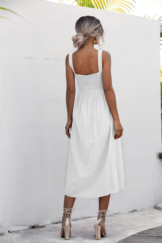 Cotton Teagan Tiered Babydoll Dress Off White