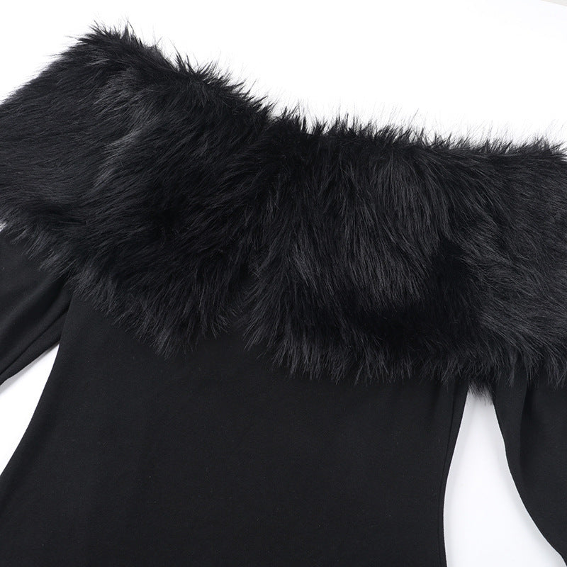 Fur Onyx Midi Dress Black