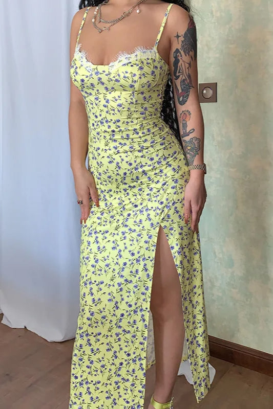 Sleeveless Edition Split Maxi Floral Dress