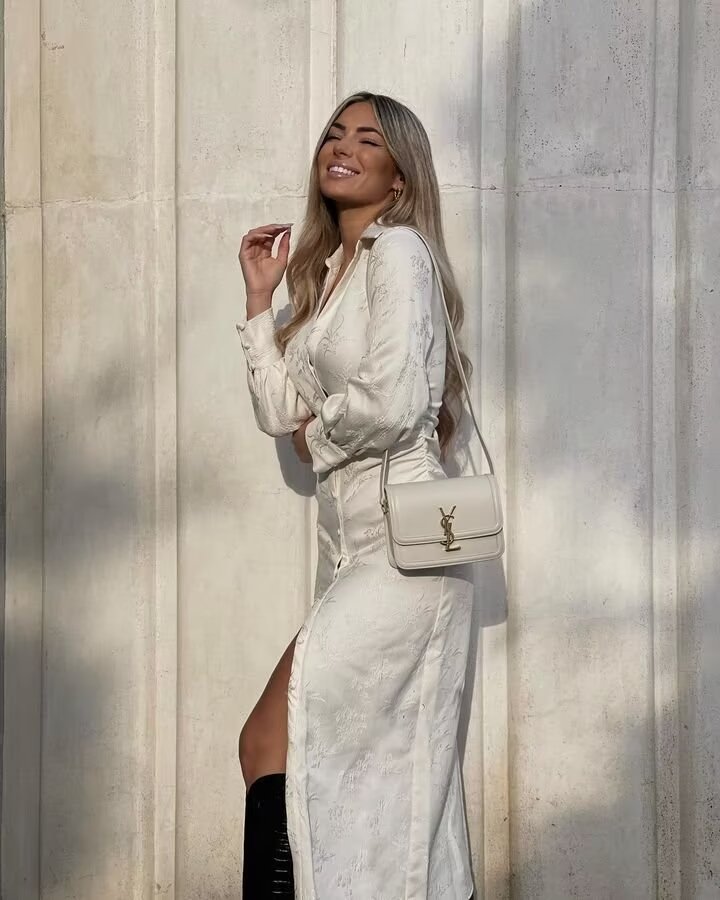 V Simple neck Jacquard Drawstring Dress