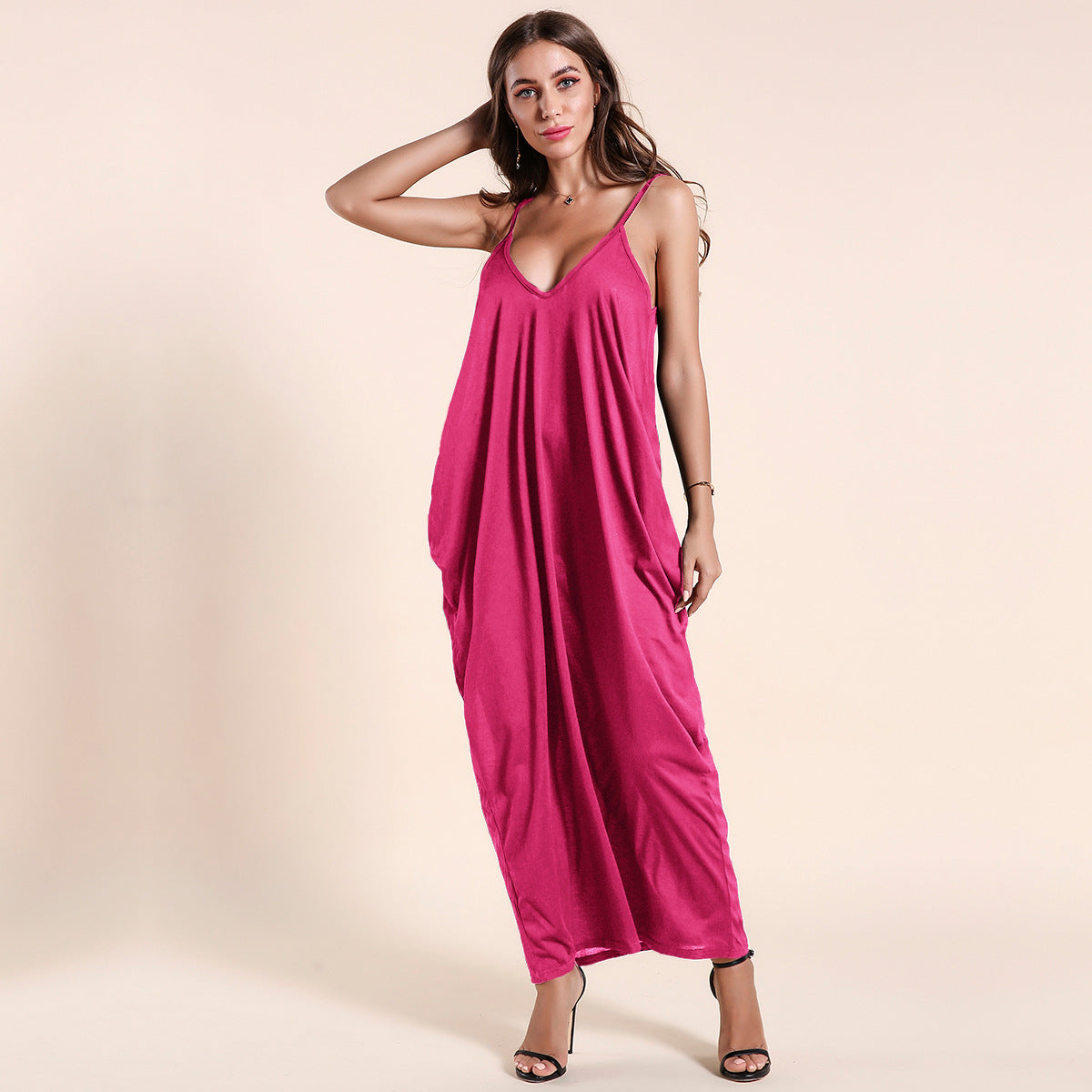 Olivian Pocketed Maxi Dress Magenta