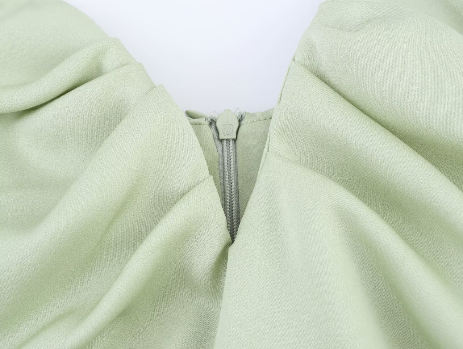 Clothing Women Spring Heart Shaped Collar Silk Satin Texture Midi Dress