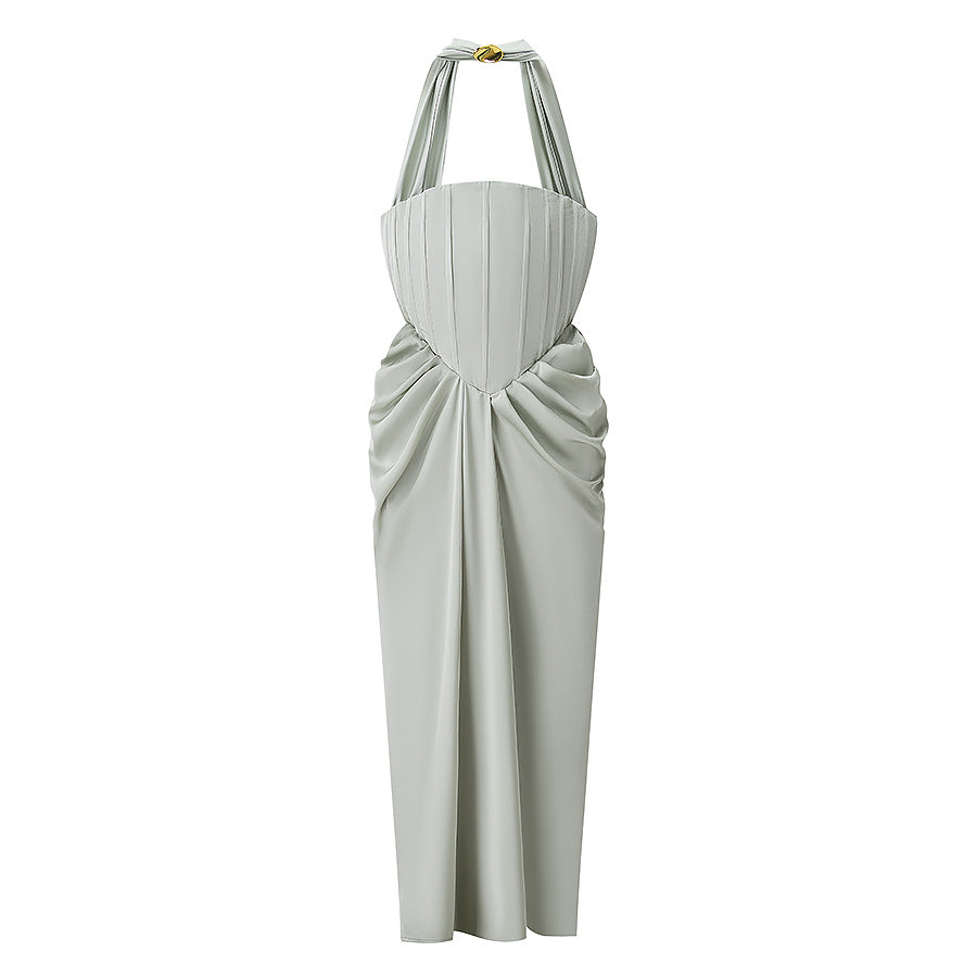 Women Clothing Classic Paint Halter Tube Top Maxi Dress