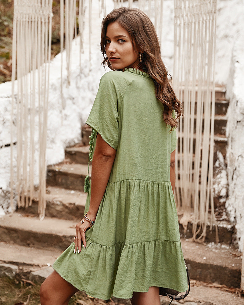 Karma Good Cotton Tiered Babydoll Tunic Sage
