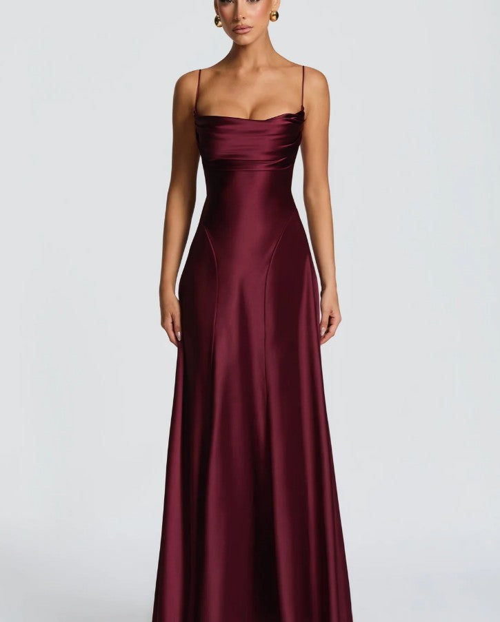 Women Graceful Graceful Dress Sexy Backless Lace up Waist Slim Fit Suspender Maxi Dress