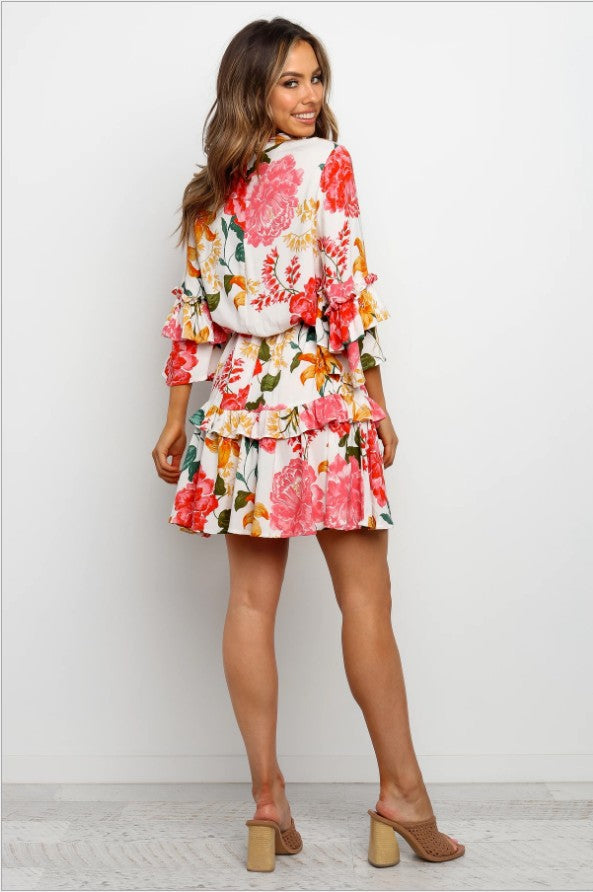 Once And Bloom Satin Rope Tie Ruffle Dress