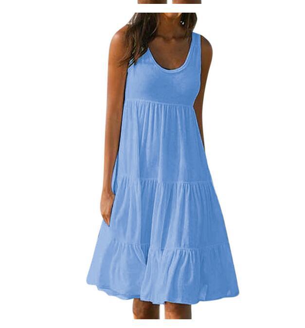 Cotton Teagan Tiered Babydoll Dress Blue