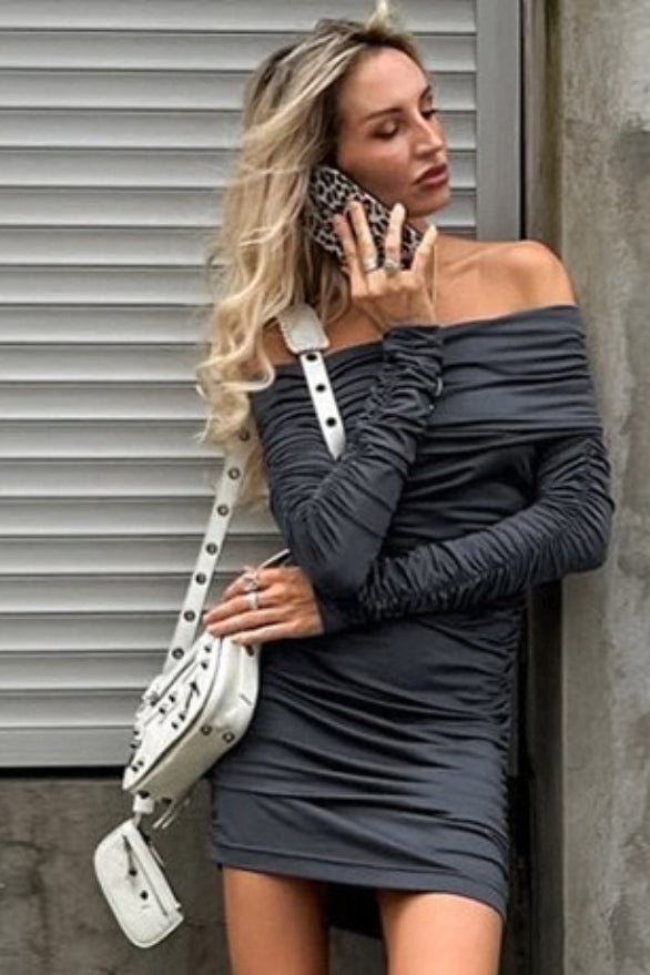 Knit Brushed Off Shoulder Mini Dress