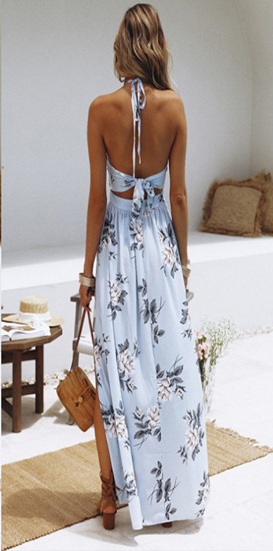 Honey Grove High Low Wrap Maxi Dress Light Blue