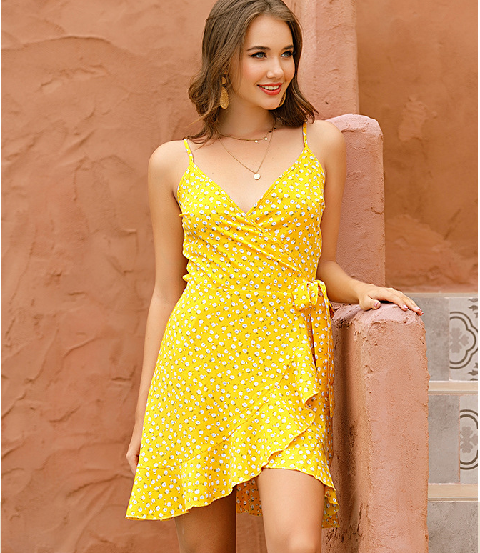 Polka Javier Dot Ruffle Tie Dress Orange FINAL