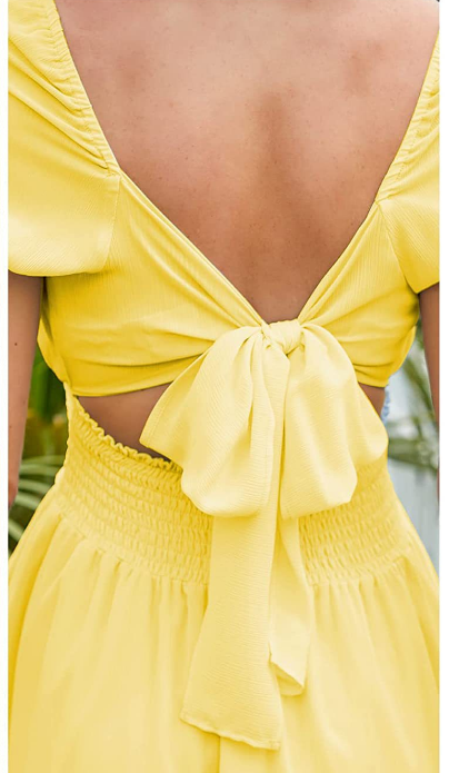Linen Leroy Blend Puff Sleeve Babydoll Dress Yellow