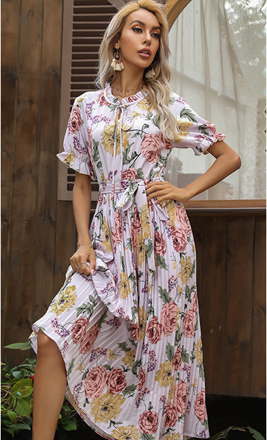 Printed Maybelle Pleated Midi Dress