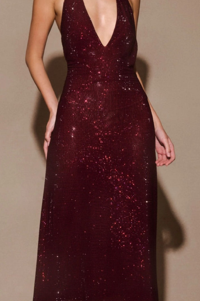 Halter Deep V Backless Bodycon Graceful Prom Dress